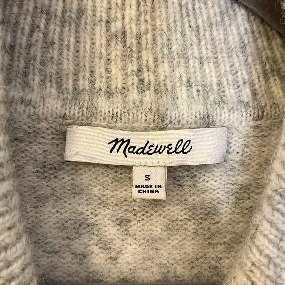 Madewell Vinson Shawl Collar Sweater Heather Grey Drop Shoulder Small